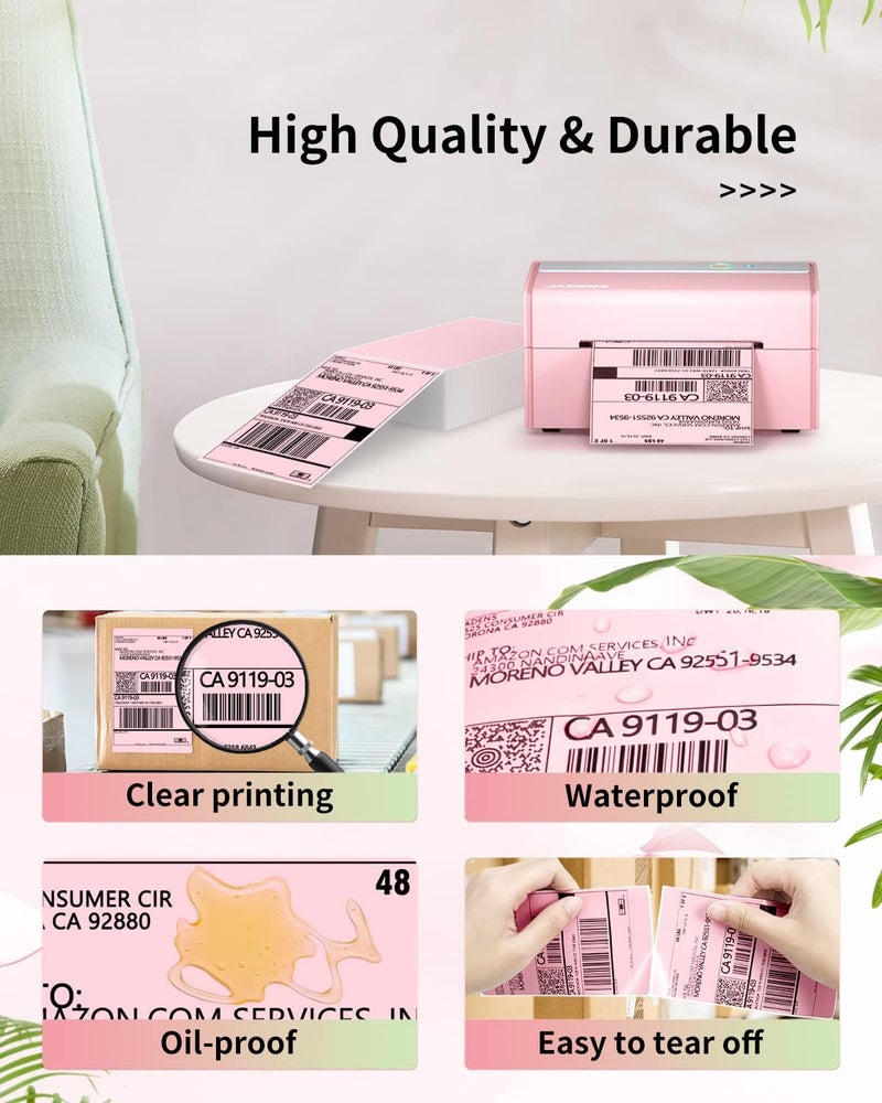 JADENS 4X6 Thermal Direct Shipping Label Compatible with MUNBYN, IDPRT, Rollo, Postage Label Paper for Small Businesses, 250 Labels/Pack, Pink - Image 4